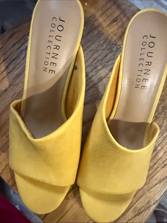 Journee Collection Shoes - Journee Collection Bright Yellow Suede Slide Mules